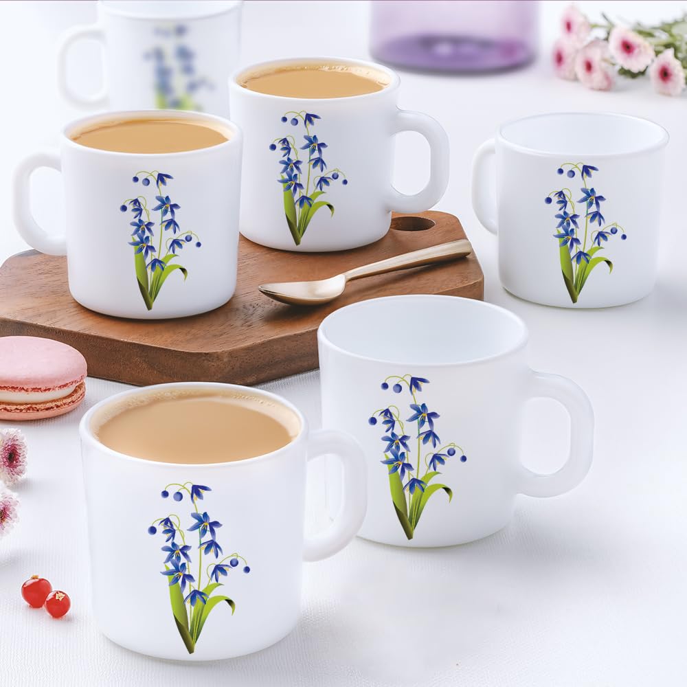Larah by Borosil 8pc Lavender Opalware Snack Set | 6pc Mug (180 ml Each) & 2pc Bowl    (500ml Each) Combo | Microwave & Dishwasher Safe, Bone-Ash Free | Crockery Set Ideal for Daily Use & Gifting - Image 3 thumbnail