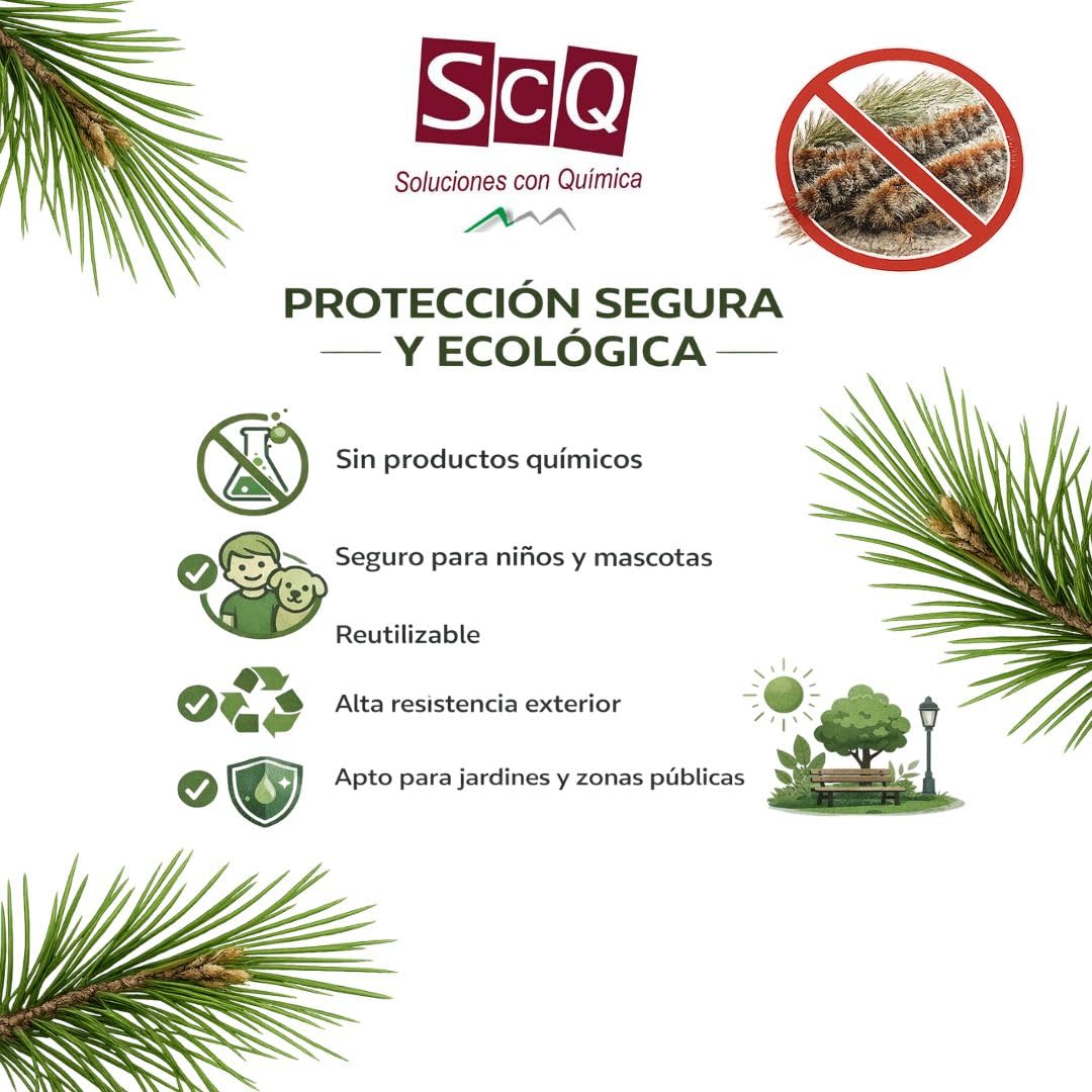 Trampa Procesionaria del Pino Profesional | Kit Completo + guia Instalación | hasta 140 cm de Perímetro | Sistema Ecológico de Alta Eficacia contra la Oruga Procesionaria (ECOLOGICO, 1.0, Unidad)