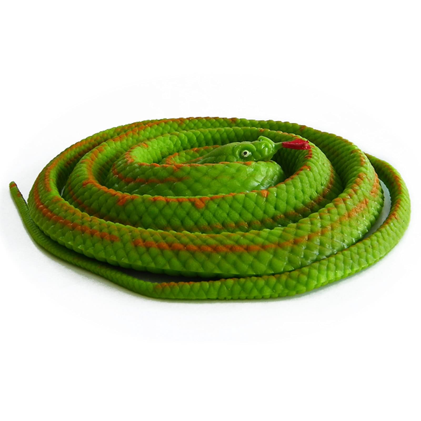 BOHS Stretchy Rubber Green Snake- Soft, Stretchy, and Long - Easy Camouflage - Prank Toy Scary Fake Lifelike Animal Model - 130 CM / 4.2 Feet