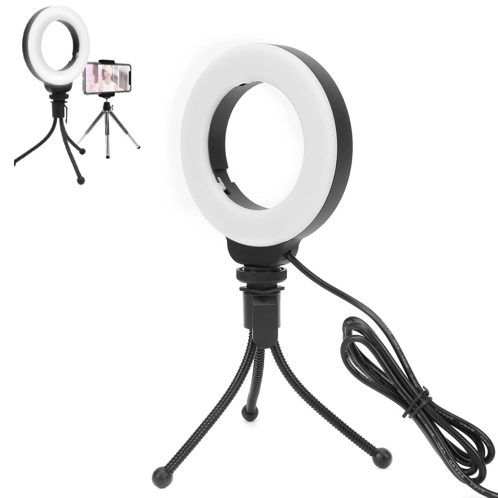 4 Pollici 48led Luce Anulare Con Stativo, Luce per Videoconferenza USB Vlog Fill Lamp Desktop Selfie Ring Light Con Treppiede per Trucco/Vlog/Computer/Laptop/Live Streaming/Videochiamata