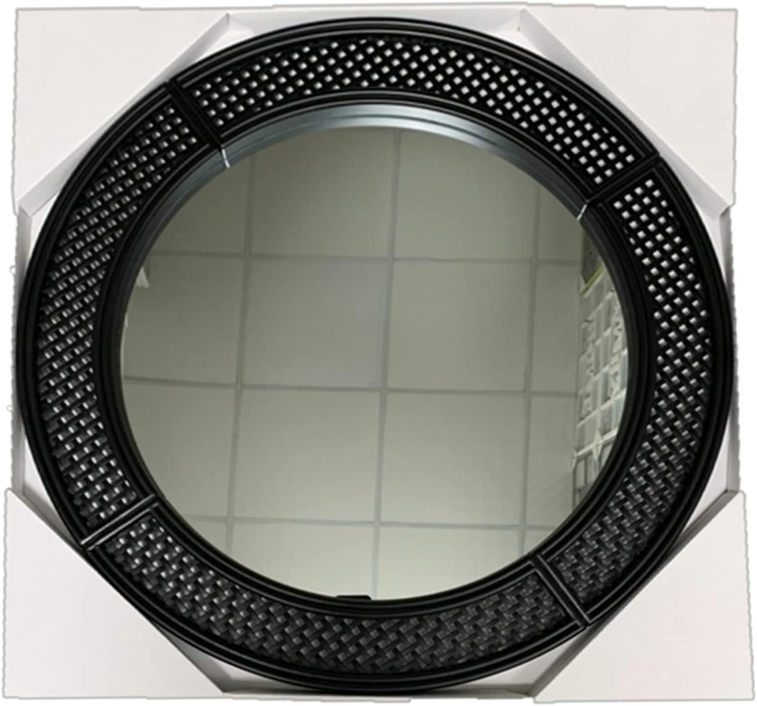 Truu Design Boho RattanStyle Large Round Decorative WallMounted Glass Mirror with