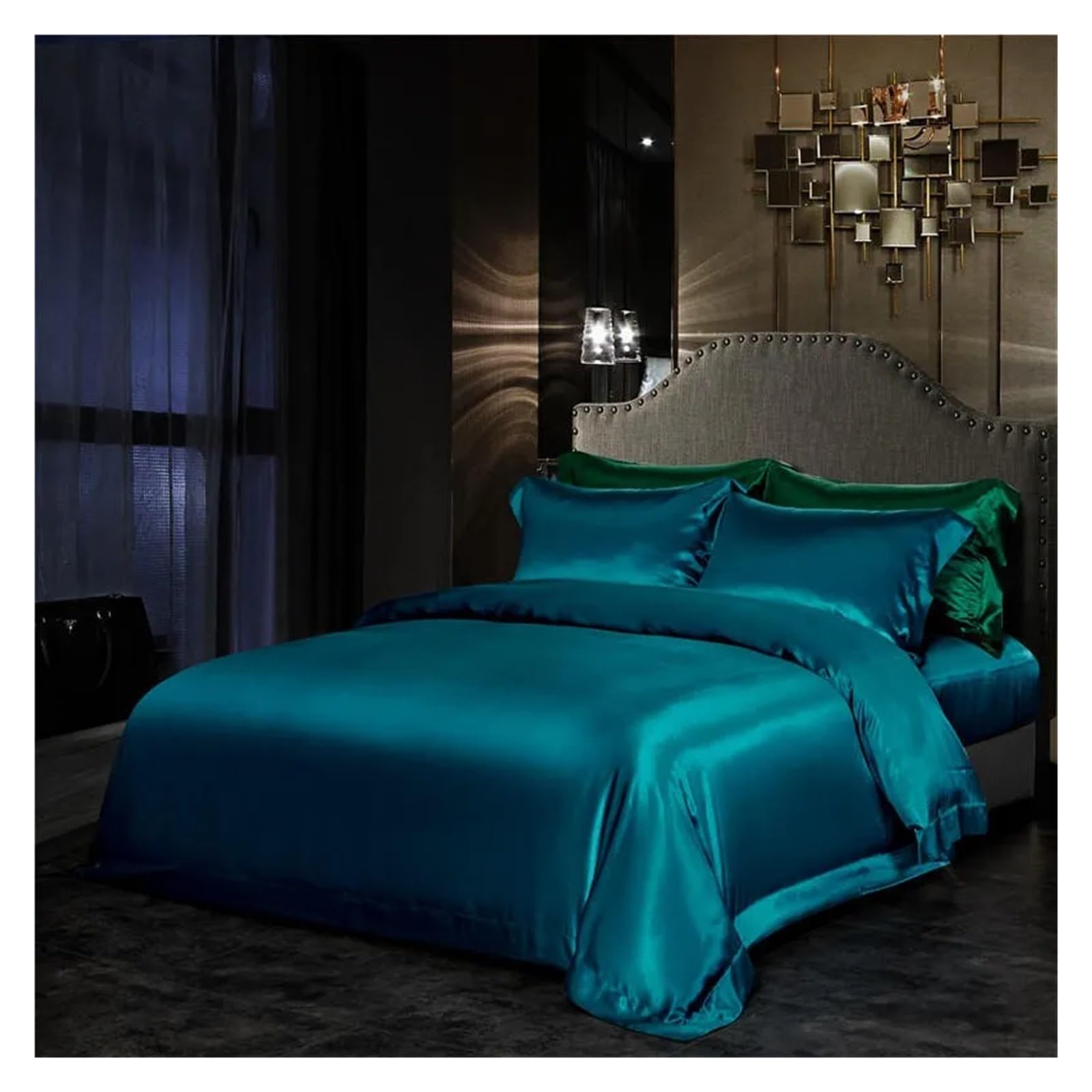 Sbcgfy B Top Grade Mulberry Silk Duvet Cover,Oth Sides Nature Silk 1Pc Duvet Cover 2Pc Pillowcase,Cotton Duvet,-Queen Size 4Pcs
