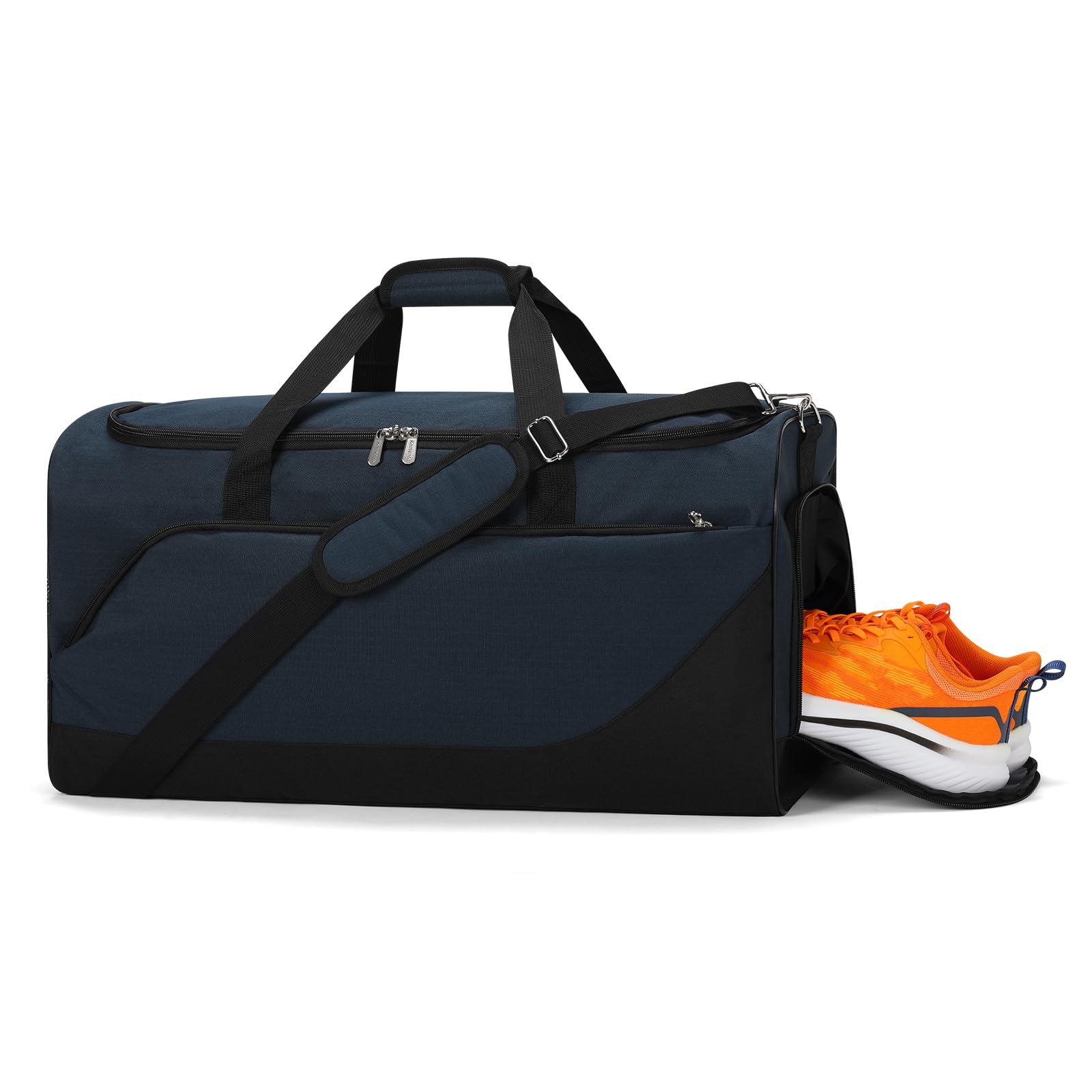 ZZY 52L Mens Sports Gym Bag with Shoe Compartment-24 inch Large Holdall Travel Duffle Bag for Overnight, Fitness - Navy Blue