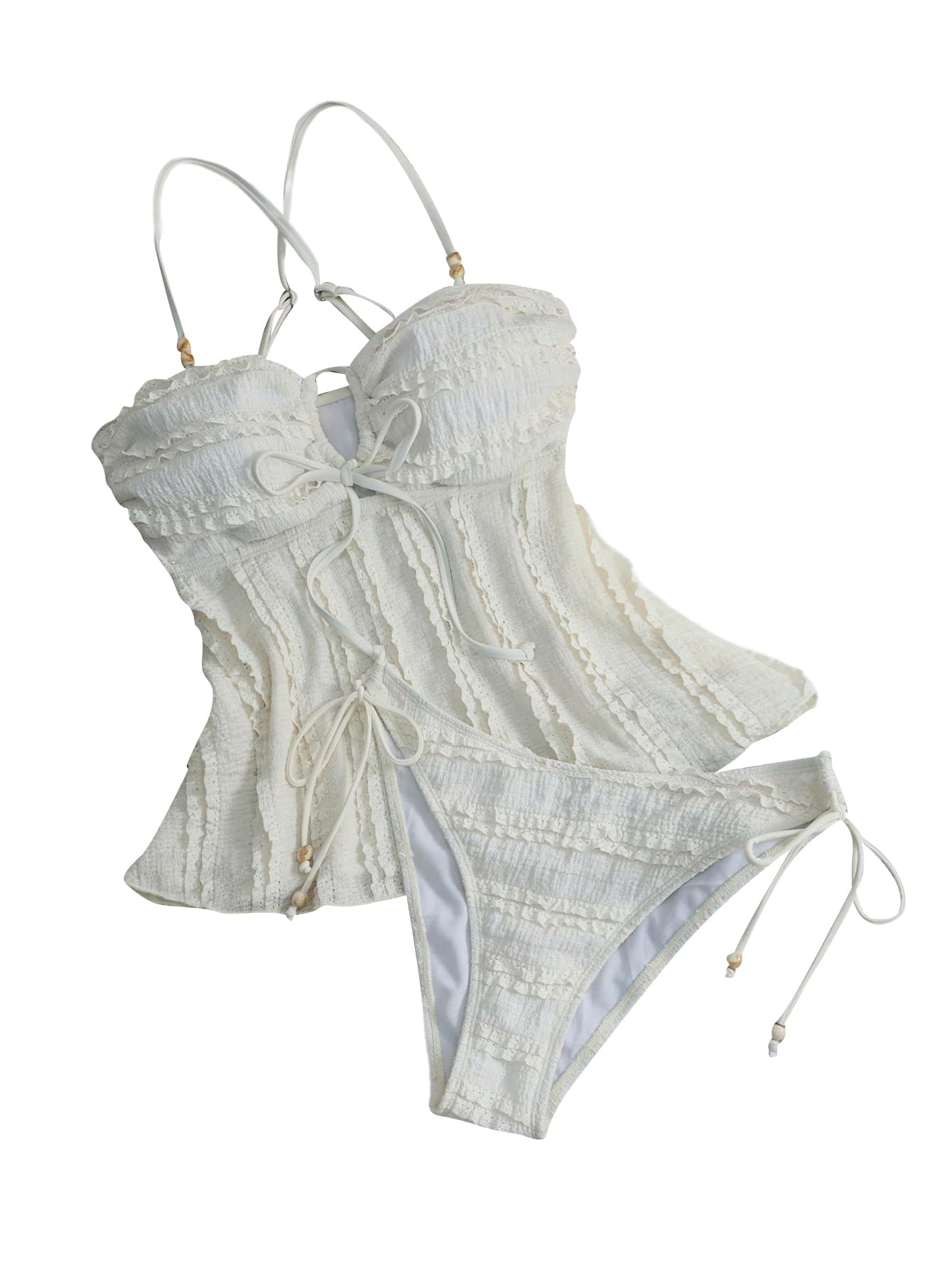 SweatyRocks Conjunto de bikini para mujer, estilo bohemio, de 2 piezas, para el abdomen, cintura alta, para la playa