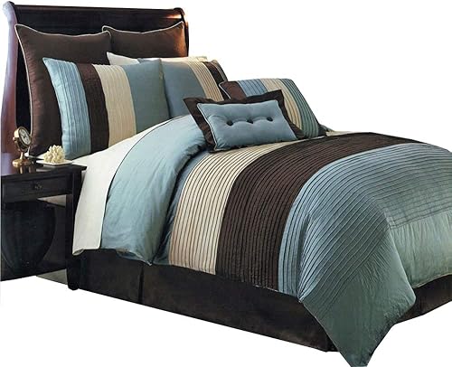 Miniatura 2 de Royal Hotel Bedding Hudson - Juego de edredón de lujo de 12 piezas, color azul turquesa, tamaño Queen, incluye edredón, falda de cama, fundas de