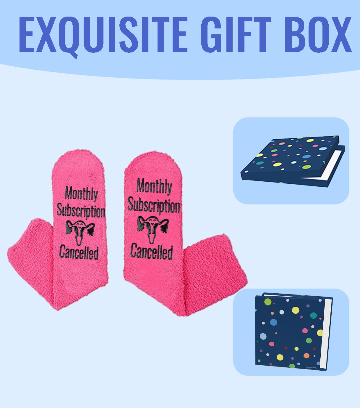 Hysterectomy Recovery Must Haves Socks, Hysterectomy Recovery Gifts for Women - Monthly Subscription Cancelled, Rose Red