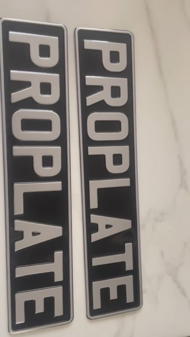 Set Of 2 Metal Pressed Number Plates - Aluminum, 520mm X 111mm, Self-Adhesive, For All Vehicles