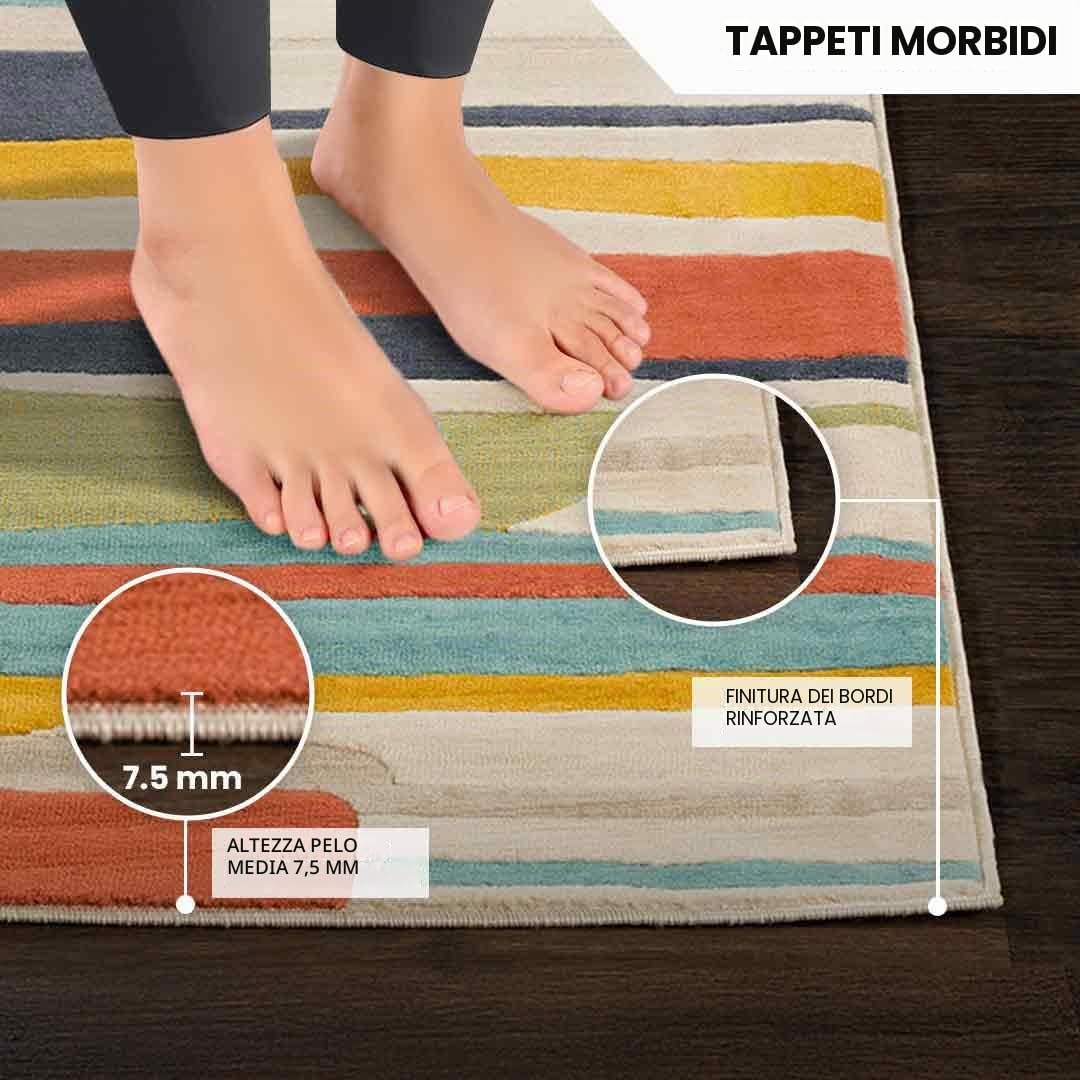 Livabliss Atlanta Tappeto Salotto Moderno per Casa, Sala da Pranzo e Cucina Tappeto Geometrico Astratti Neutri Aztechi Stile Boho, leggera da Pulire, Ampio 120x170cm, Arancione, Blu, Beige
