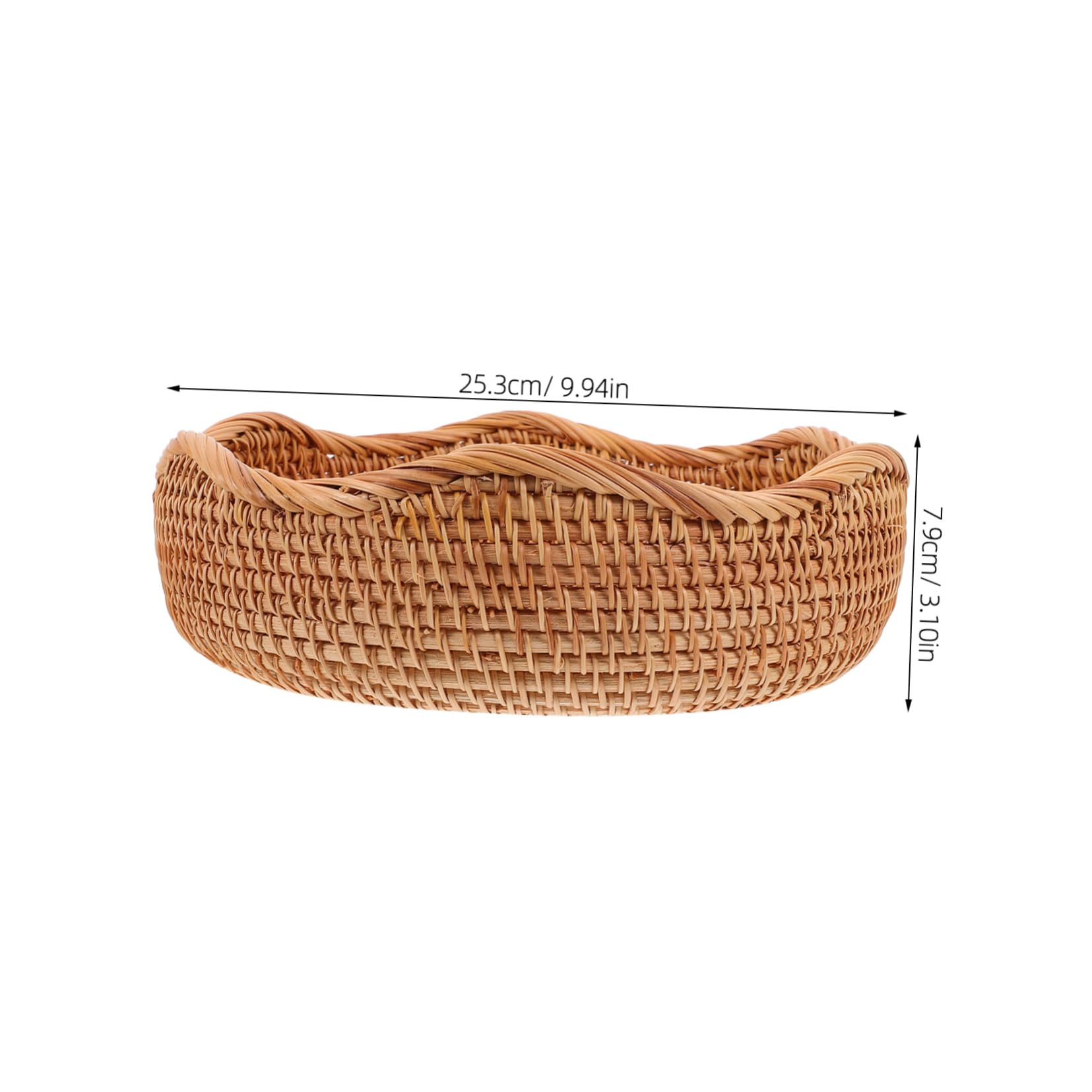 BEBEMOKO Round Woven Rattan Bread Basket for Fruits and Storage Natural Handmade Decorative Organizing Basket for Kitchen Counter and Dining Table