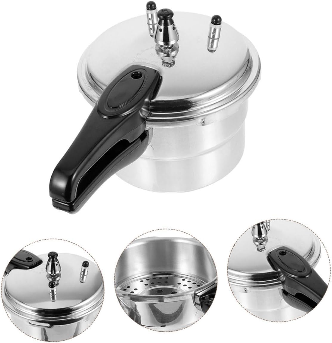 DOITOOL Aluminum Alloy Pressure Cooker with Steaming Stovetop Pot for Gas and Induction Cookers Portable Ergonomic Handle Multi-function Kitchen Pressure Pot for Household Cooking