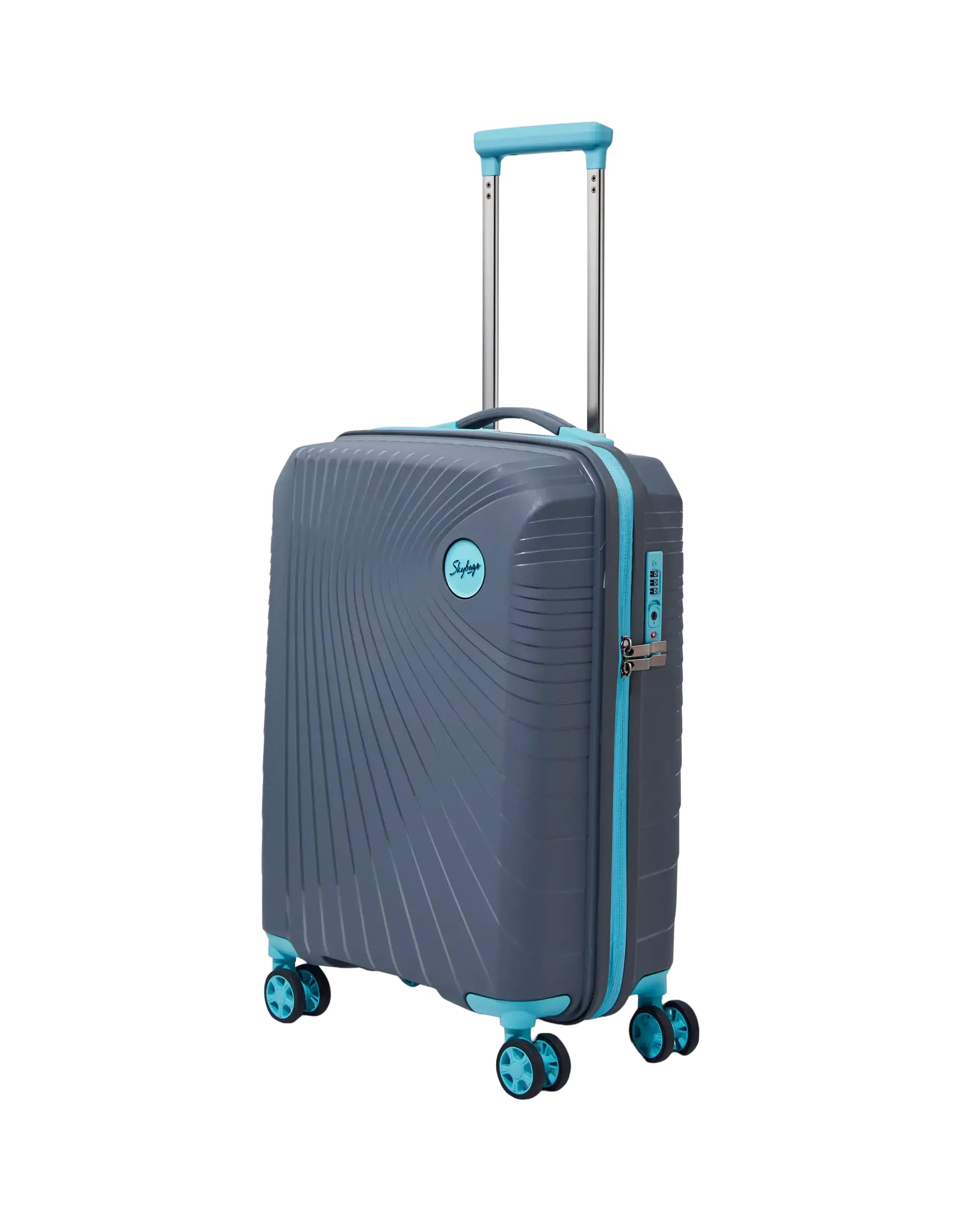 Delight Cabin Trolley Bag 55cm | Small Hard Luggage | 8 Wheels Suitcase for Travel | Flushed TSA Lock with Sturdy Zipper | Polypropylene | 3 Years Warranty - Unisex (Grey)-image-34