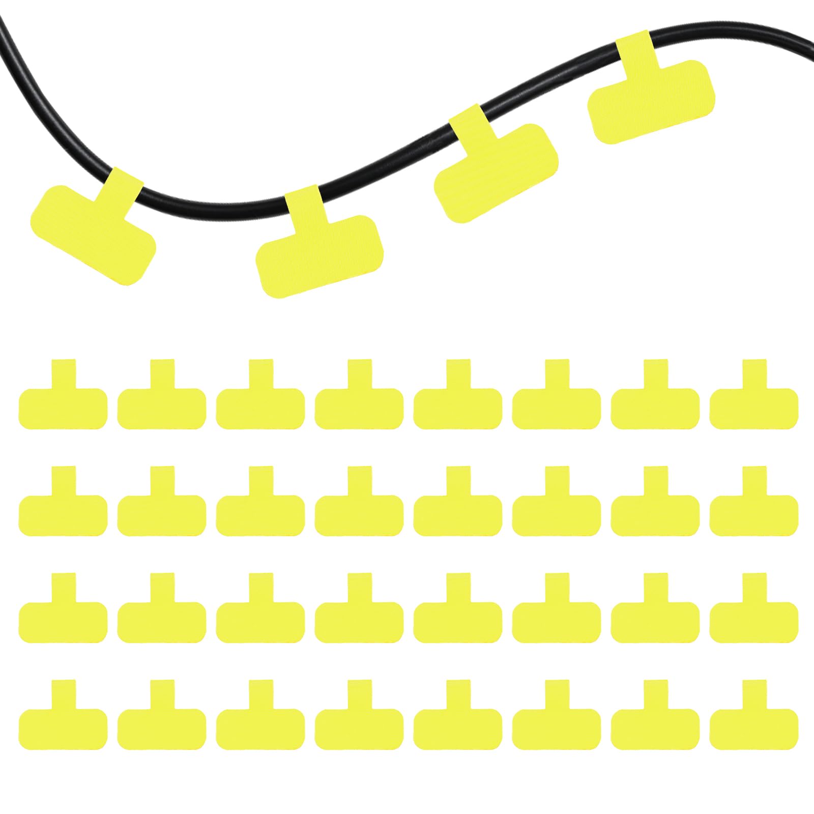 PATIKIL 32Pcs Cable Labels Tags, Reusable 60MM Write on Wire Tags Cord Labels Hook Loop Rectangle Cable Ties for Electronics Organize Wire Classify Identification Management, Yellow