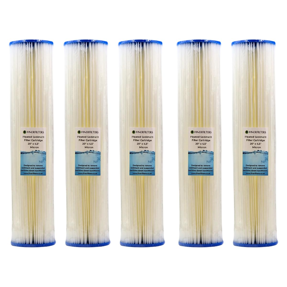 Filtro per acqua a sedimenti pieghettato Jumbo da 50,8 cm, 20 micron, 50,8 x 11,4 cm, filtro lavabile per prolungare la durata, adatto a alloggiamenti Jumbo da 50,8 cm (confezione da 5)