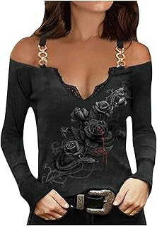 2021 Camiseta Manga Larga Mujer otoño Moda Manga Larga Camiseta Largo encaje Patchwork Blusas Impresión camisa Cuello en V basica Camiseta Suelto Tops Casual fiesta T-Shirt original tee