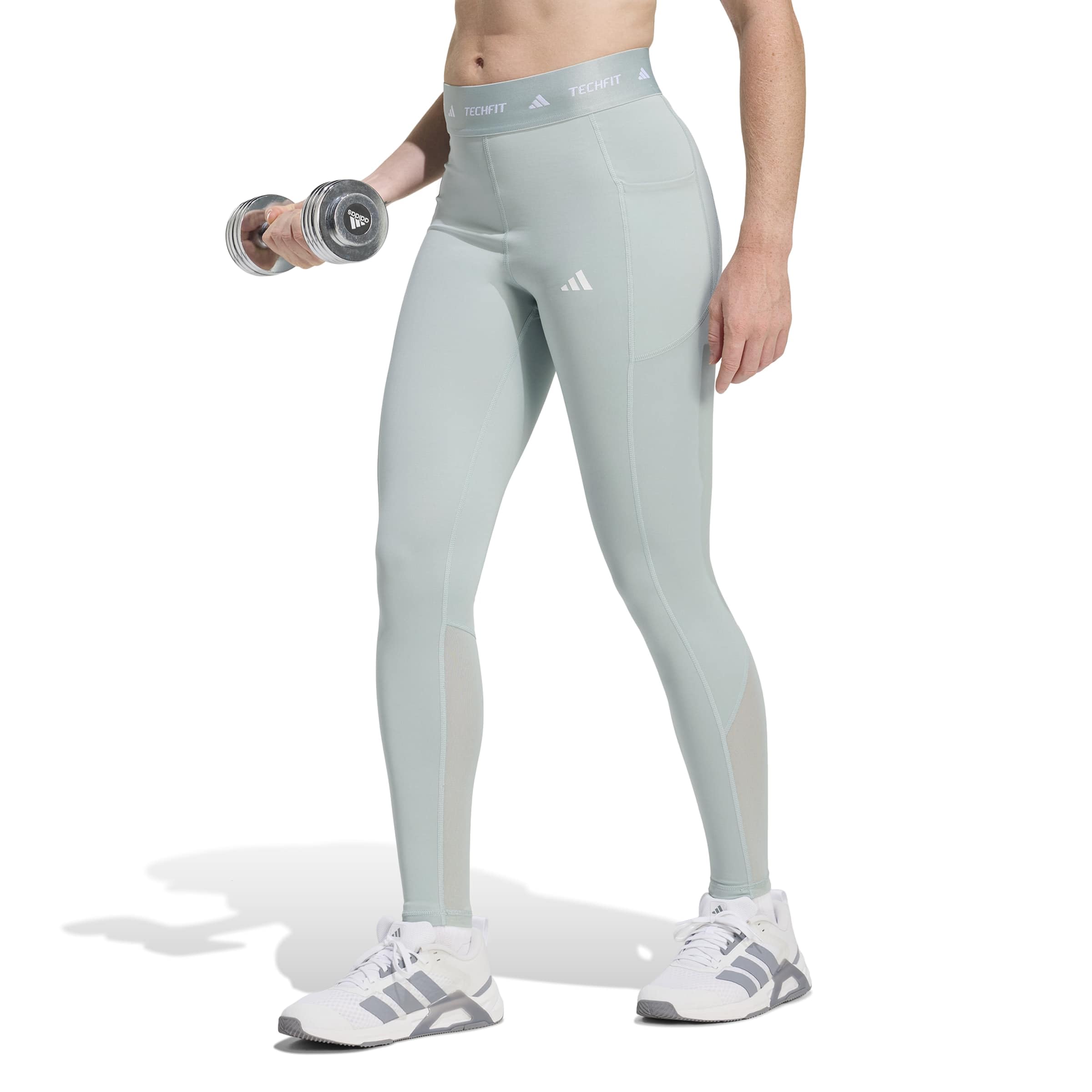 adidas Femme TECHFIT Stash Pocket Full Length Leggings, Wonder Sage, S