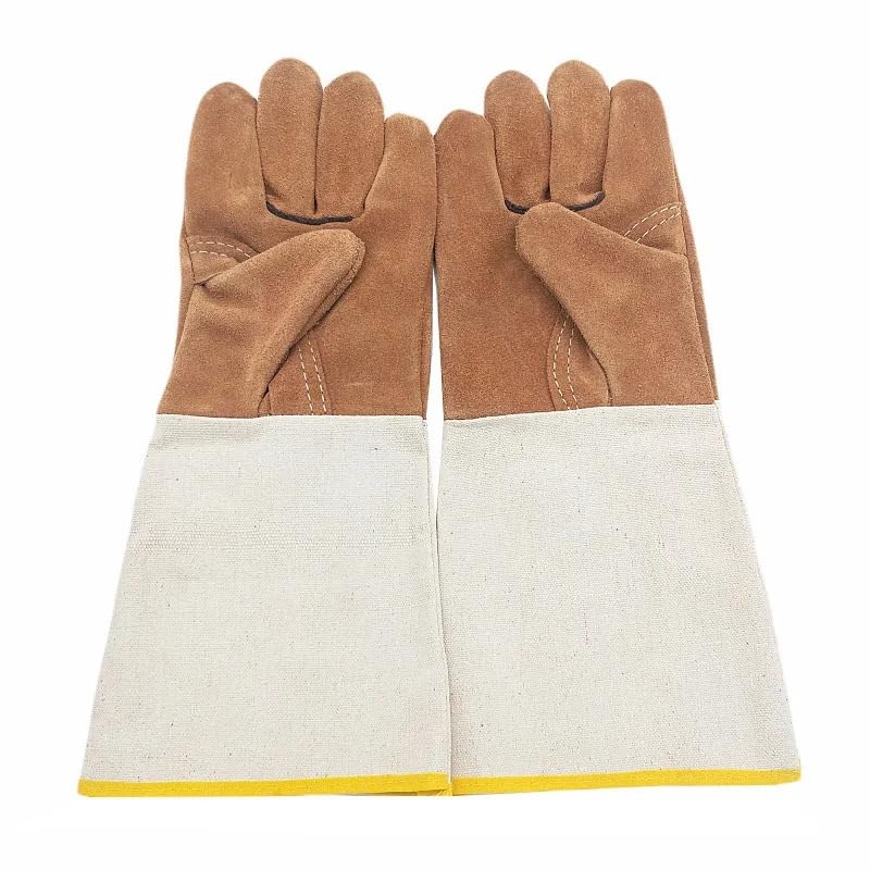 Guantes de soldador resistentes al desgaste con manga de lona protectora 2