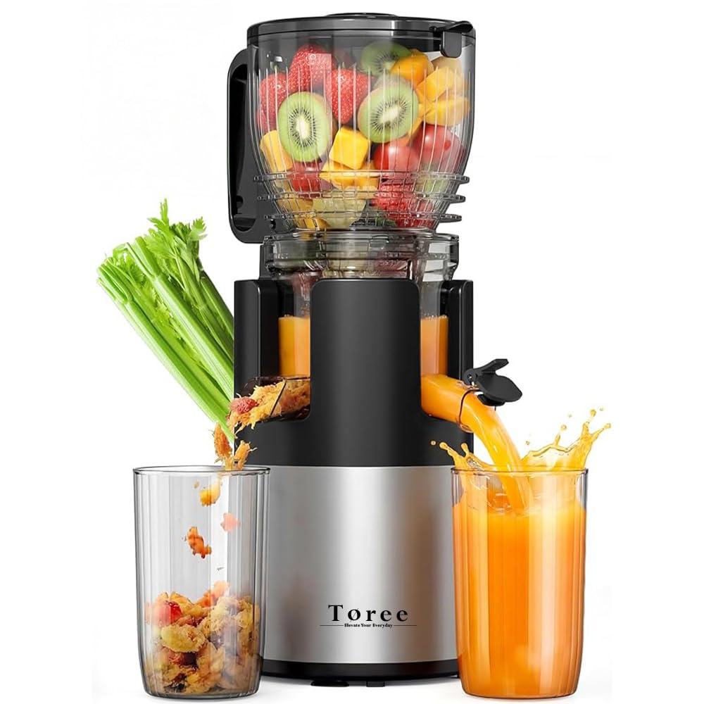 Toree Juicer Machines, 5.8" Large Feed Chute Slow Masticating Cold Press Juicer for Whole Fruits & Vegetables, Easy to Clean & High Juice Yield - 99% with 1 Year free Replacement warranty-image-11