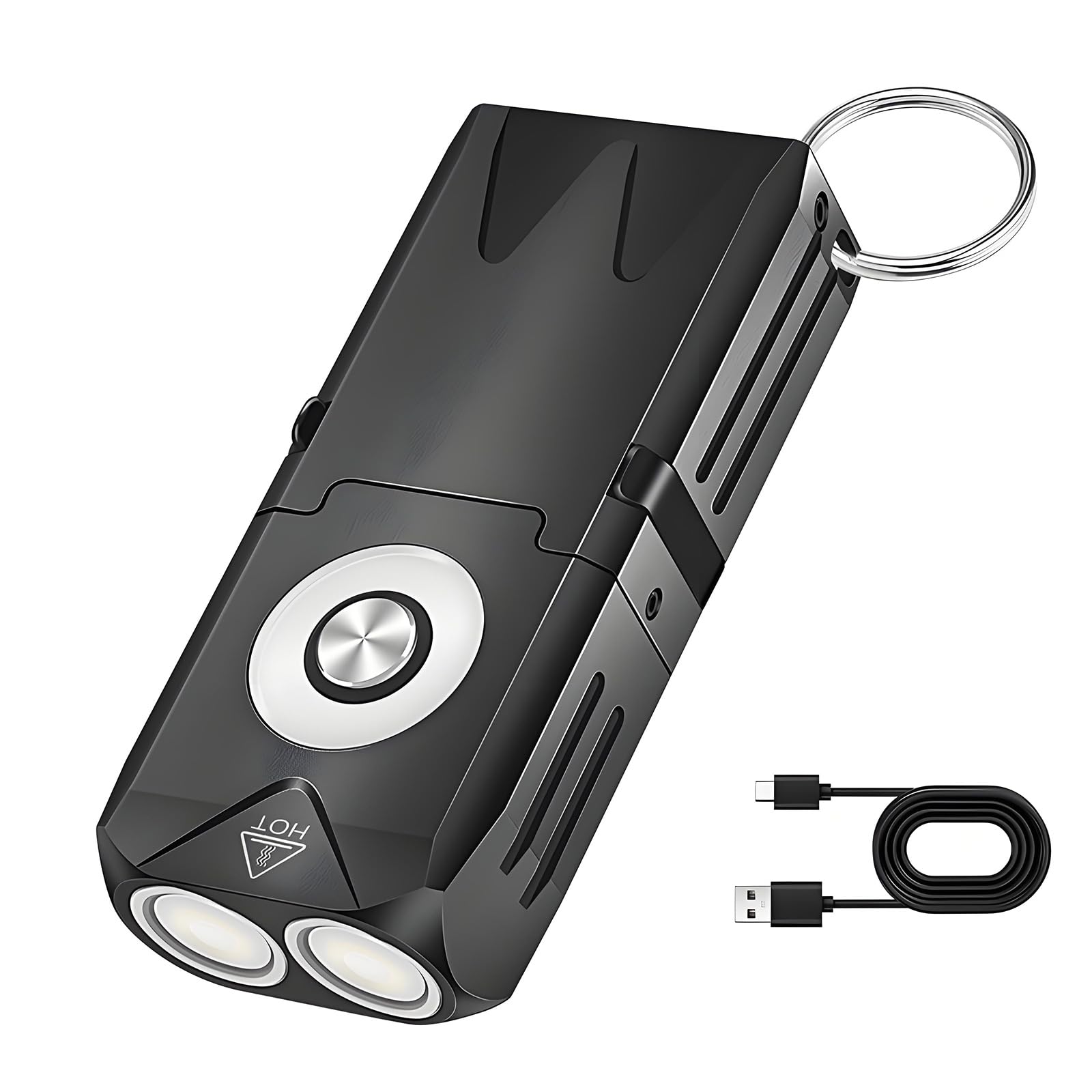Kaeltsyn Bright Compact Flashlight Attachment Various Modes Aluminum Alloy Waterproof for Emergencies Lighting Tool USB Charging Pocket Light