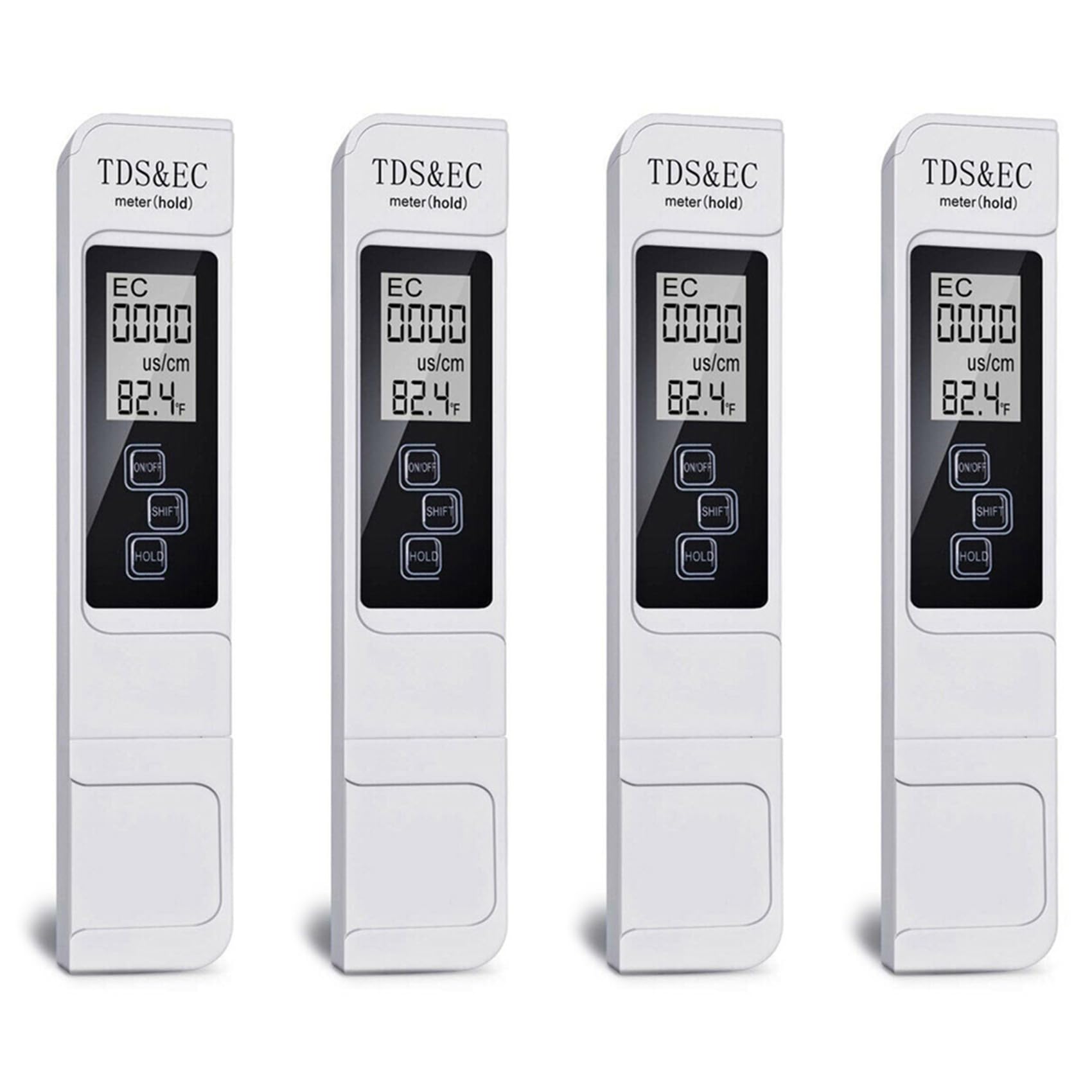Jnchdghwa White 4X Tds Ec Meter Digital Water Quality Tester 0-9999 Ppm Measurement Range Water Purity Temperature Meter Tester