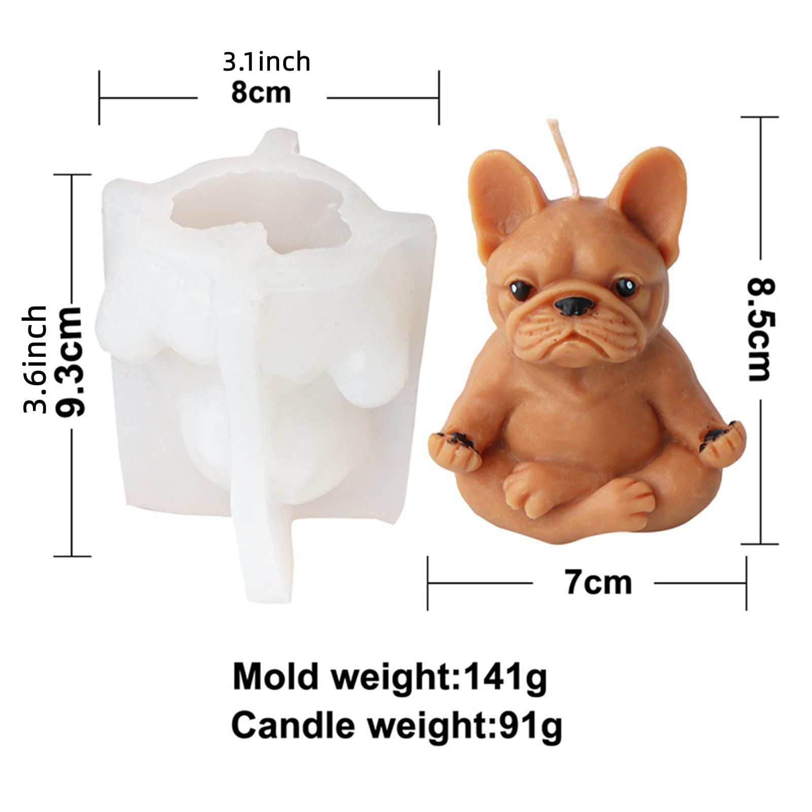 Xidmold 3D Dog Silicone Mold - Flexible Candle, Soap, Chocolate Mold For Crafting, Baking & Resin Art
