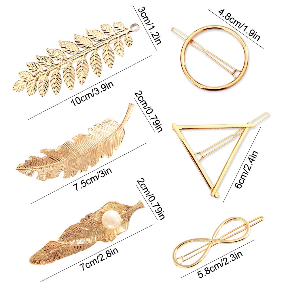 Image secondaire de Huture Pinces à Cheveux Rétro Métal Antidérapantes Barrettes Épingle Dorées Accessoires Adorables pour Femmes Triangle de Cercle