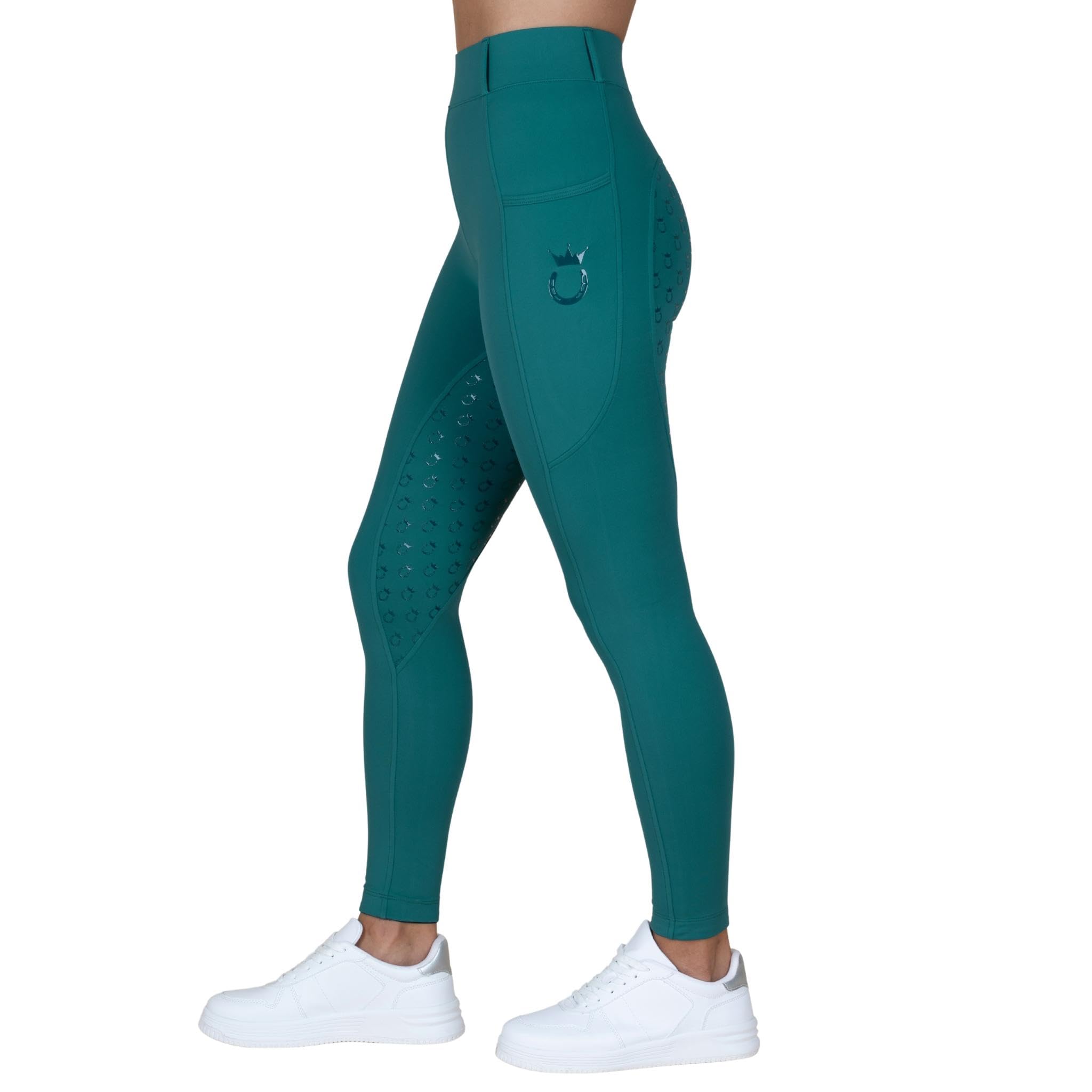 leggings aderenti a vita alta per equitazione con tasca telefonica