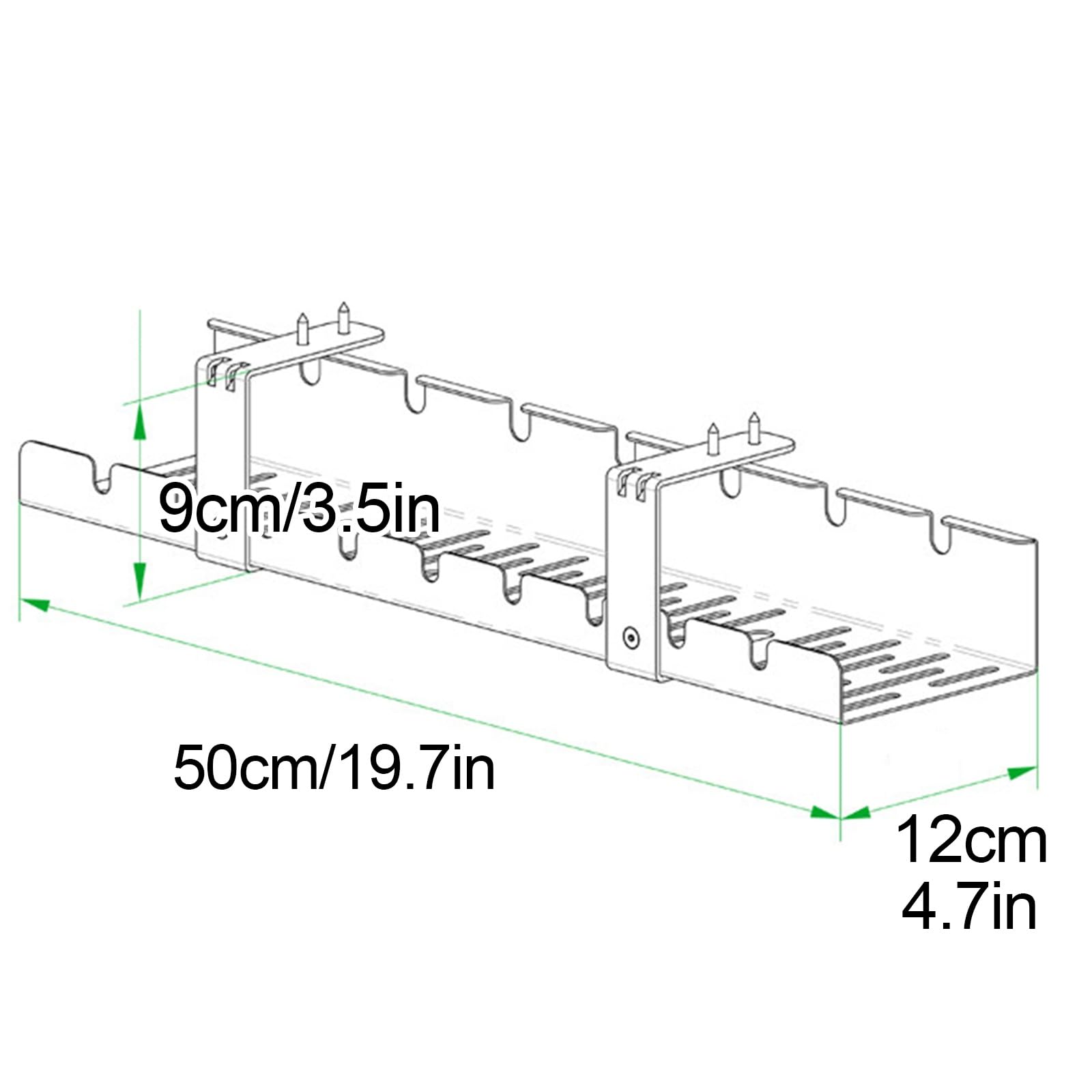 Tacka na Kable pod Biurko, 50 X 12cm, Organizator na Kable do Biurka, Duża Pojemność, Mocowana na Śruby, do Biura Domowego(Black)