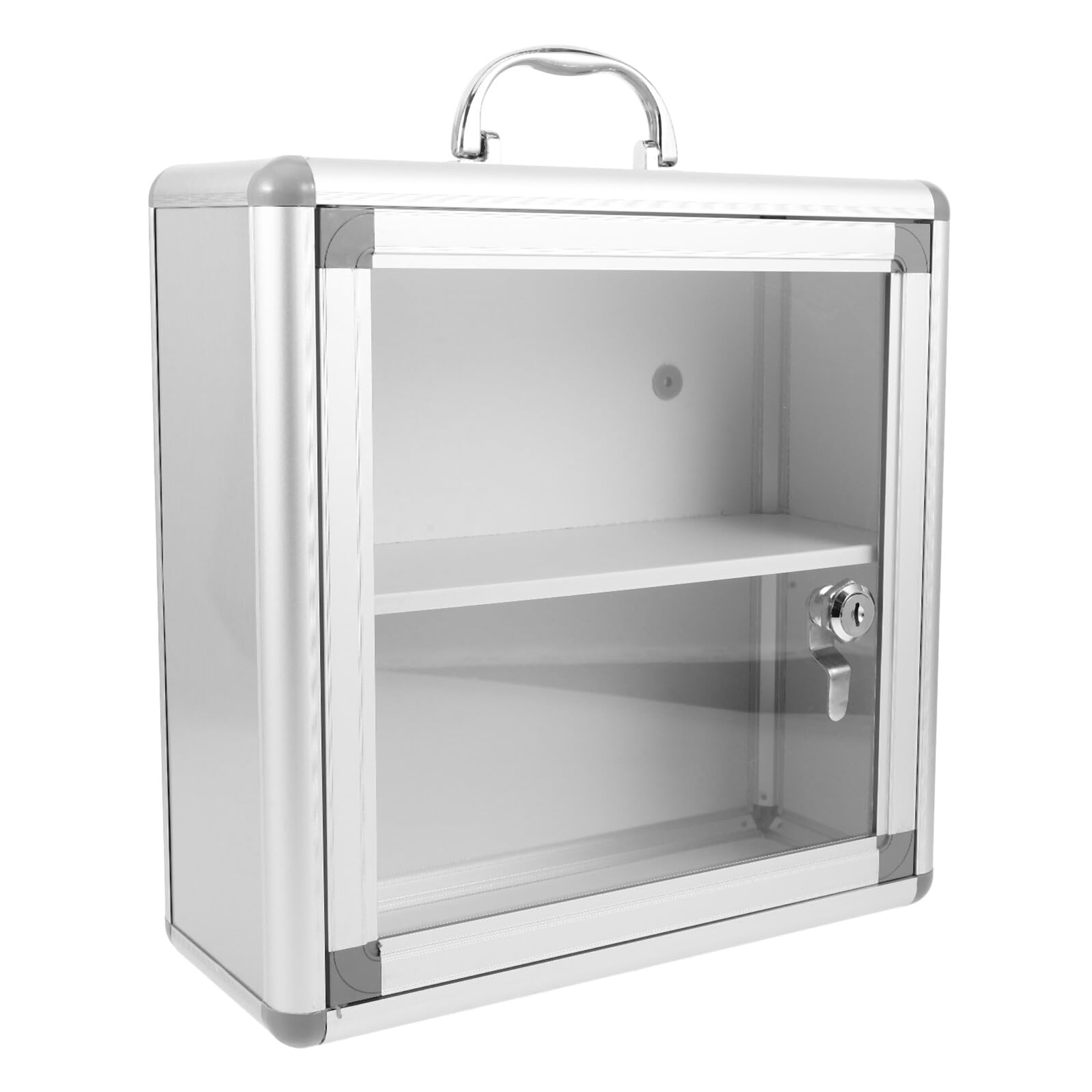 iplusmile Botiquín de Pared de Metal Plata Doble Compartimento | Organización Sencilla, Uso Amplio, para Espacios Públicos y Hogares, Aleación y Acrílico