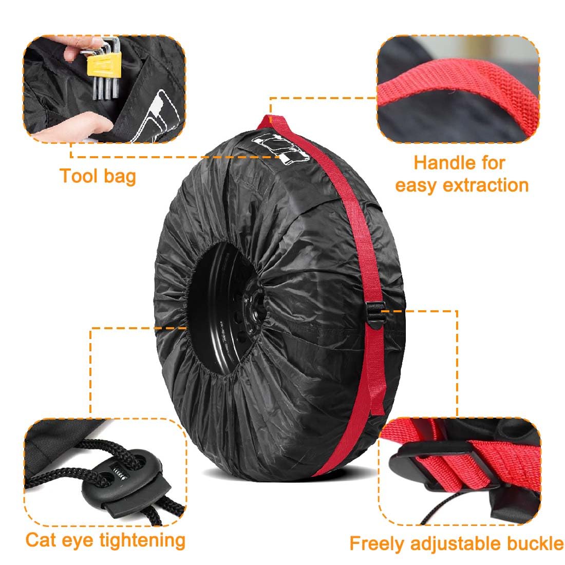 Funda para Neumáticos de Coche con Asa - Rueda de Repuesto para Remolque, Camper y Camión - 80 cm de Diámetro