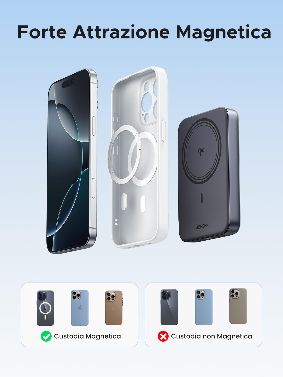 UGREEN Nexode Qi2 15W Magsafe Power Bank Magnetico 10000mAh, Caricatore Portatile Wireless PD 20W con Cavo USB C, Compatibile con iPhone 17 Pro Max Air 16 15 14 13 12 Mini Plus Pro Max