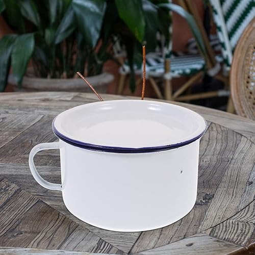 Miniatura 9 de Hemoton Kitchen Supplies - Recipientes de alimentos, 2 tazones de sopa esmaltados con tapa y asa, taza grande para cereal Ramen de 60 onzas1.8 L,