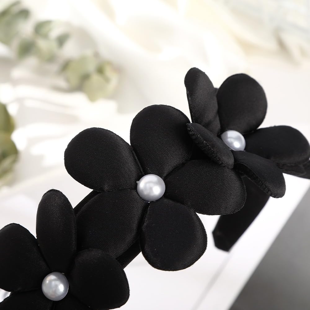Blausky Women's Hair Band, Large Flower Headbands, Pearl Headbands, Plain Headbands, Hair Bands, Non-Slip Headband - Image 3