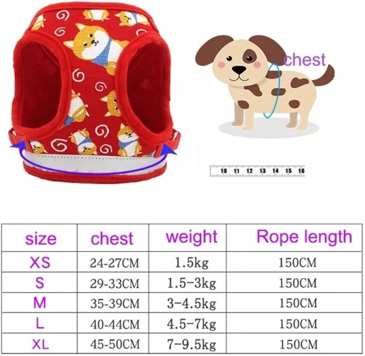 Correa Perro Correr Chaleco con Correa para El Pecho Cuerda De Tracción Reflectante para Mascotas Caminar Pequeño Y Collar para Perros Arnés Correas Plomo Antideslizantes Reforzada(Blue,24-27cm)