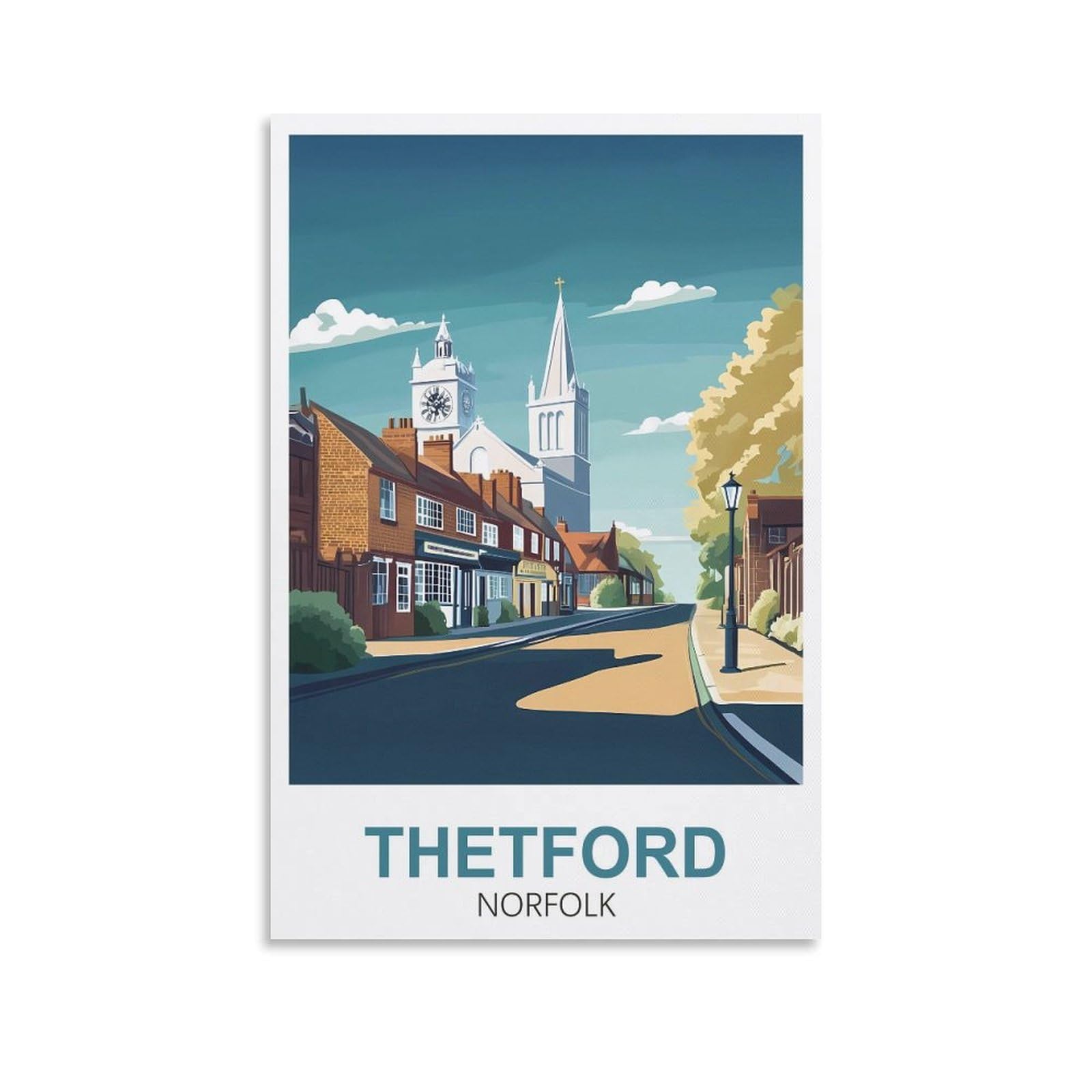 Xllyxygjq Unframe-Style Thetford Norfolk Vintage Travel Posters 16X24inch(40X60cm) Canvas Wall Art Poster Print Artwork Painting Picture For Home Decoration Living Room Office Bedroom