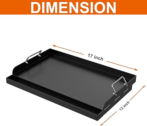 Vista 4 de MixRBBQ Placa antiadherente para parrilla de gas, inserto de parrilla de acero al carbono de 17 x 13 pulgadas para parrilla de gas de barbacoa