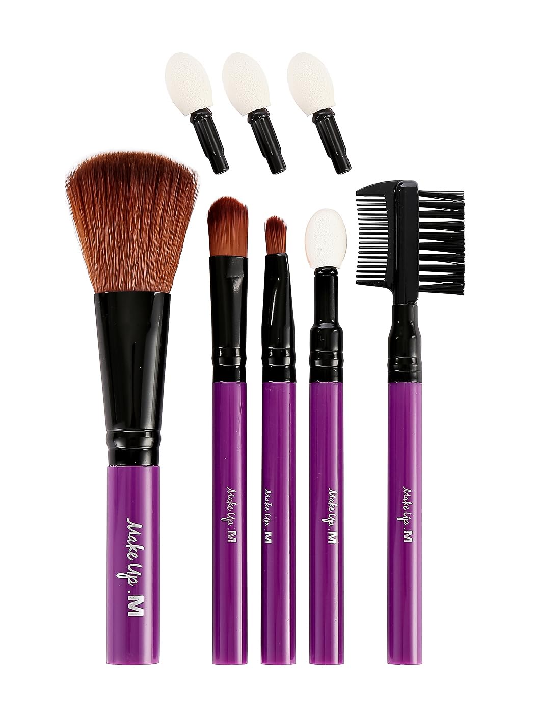 MINISO 5 PCS Makeup Brushes + 3 Eyeshadow Applicator Tips Makeup Brush Set Purple