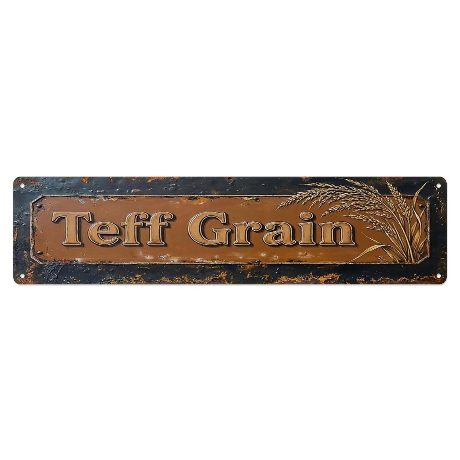 Vintage Teff Grain Ethiopian Farmhouse Metal Tin Sign