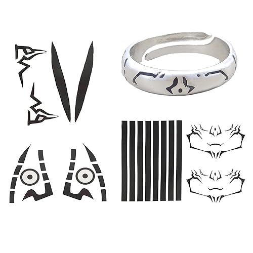 Miniatura 1 de MANYEER Ryomen Sukuna - Calcomanías de tatuaje de anime para cosplay, tatuajes temporales, calcomanías de muñeca para cuerpo, cara, accesorios de