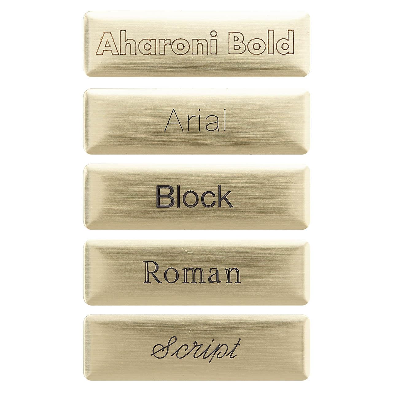 FranklinCovey - Brushed Brass Nameplate - Arial Font | Self Adhesive - Made to Order - for All Binder Sizes (2.13" W x 0.63" H x 0.1" D)