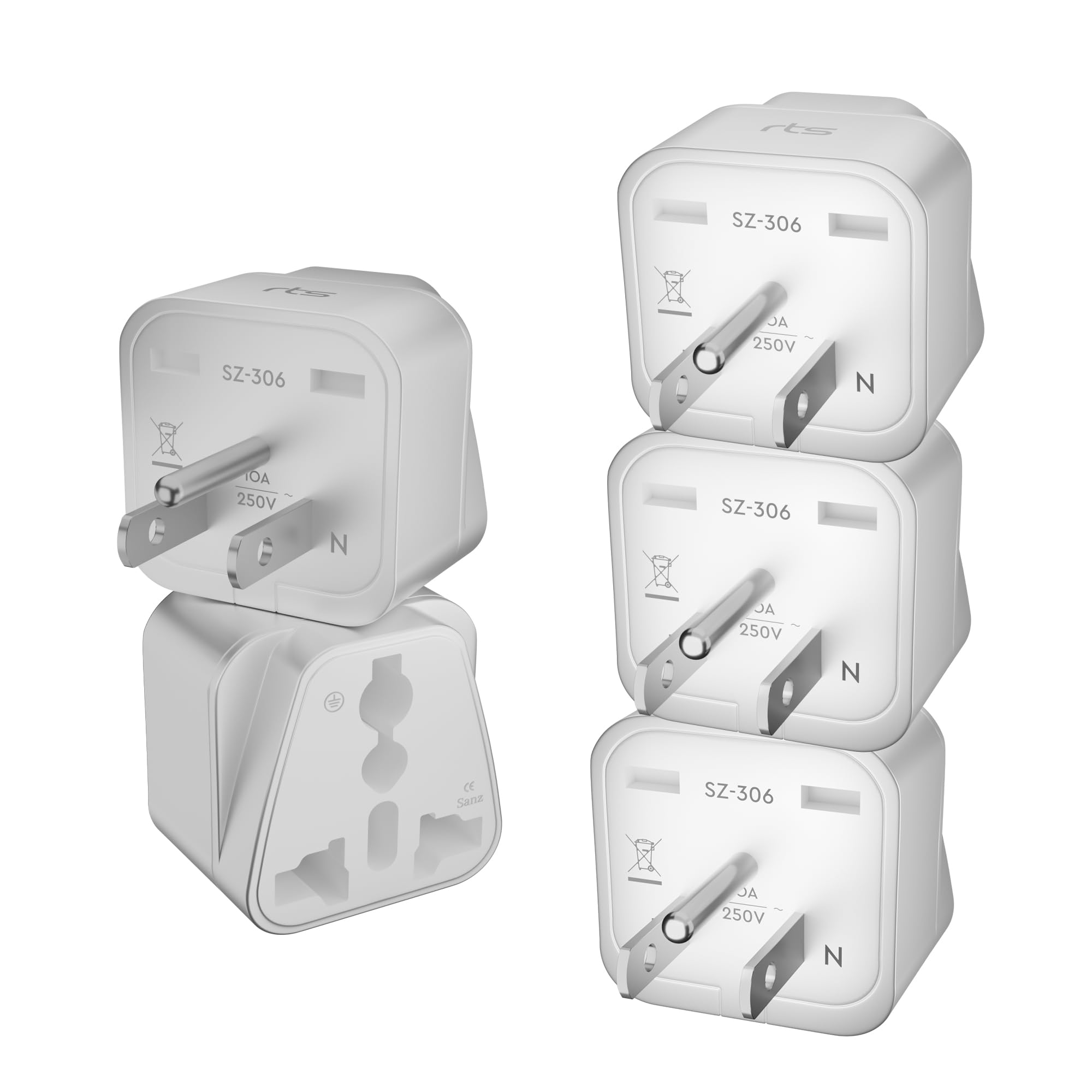 rts (5 Pack) Universal Travel Adapter Converter Plug India to US USA American (Type B) to Canada, US, Japan, Australia, Jamaica, Mexico, China for Laptop, Chargers smartphones Laptops Chargers tablets-image-46