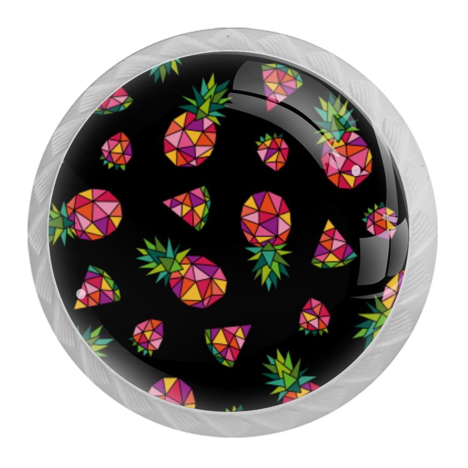 Tqmspg Multi11 4 Pieces Drawer Pulls Tropical Pineapple Watermelon Door Knobs Dresser Handles For Kitchen Wardrobe Cupboard Hardware Furniture