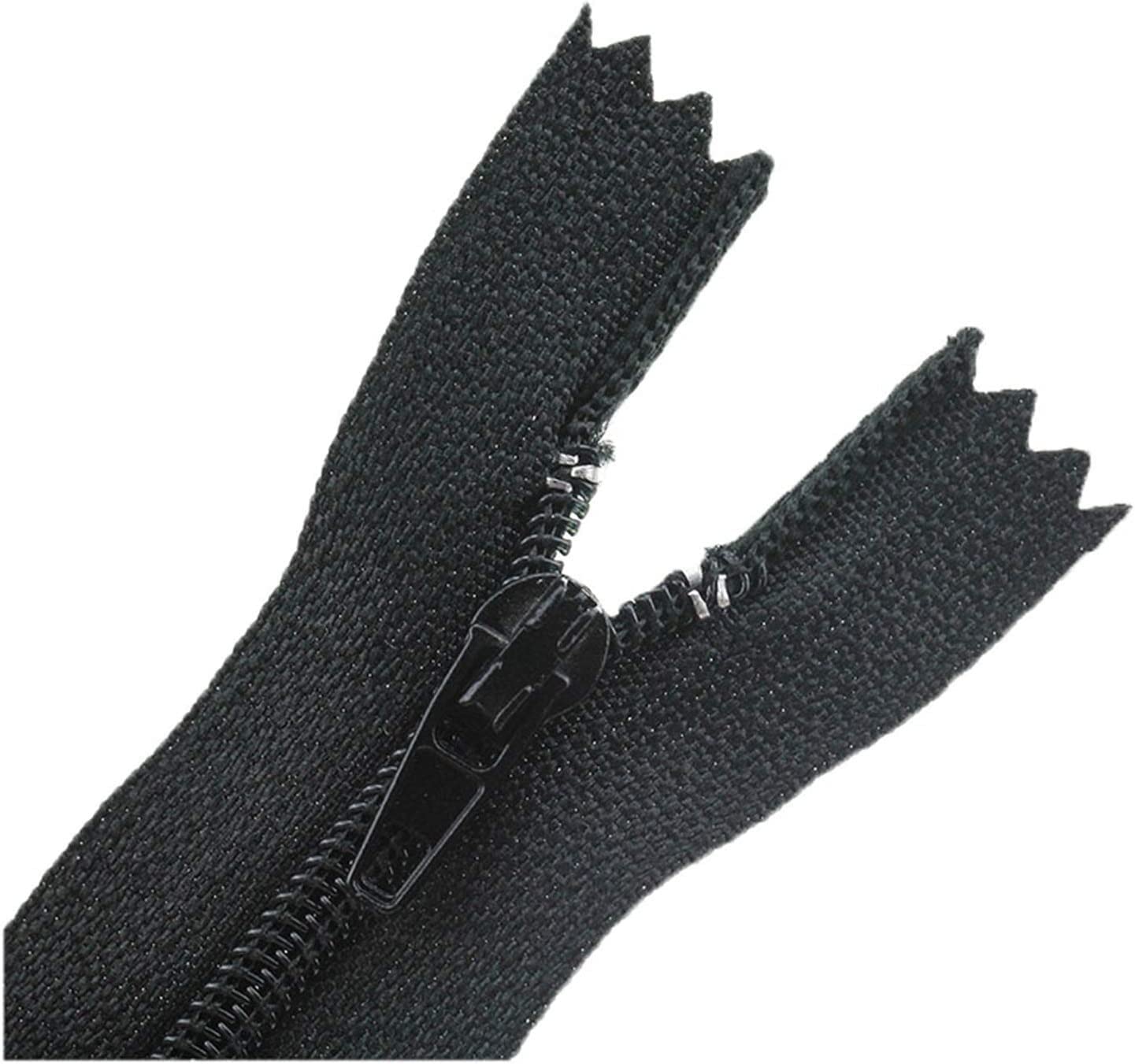 DSESS Zipper Tape#3 Metal Nylon Coil Zippers，5Pcs Nylon Sewing Zippers, Supplies Zippers for DIY Sewing Craft Tailor Bag Garment(Black,20cm)