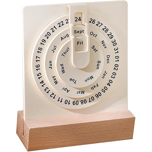 THE STYLE SUTRA Wooden Circular Perpetual Calendar Farmhouse Wooden Calendar Sign for Office