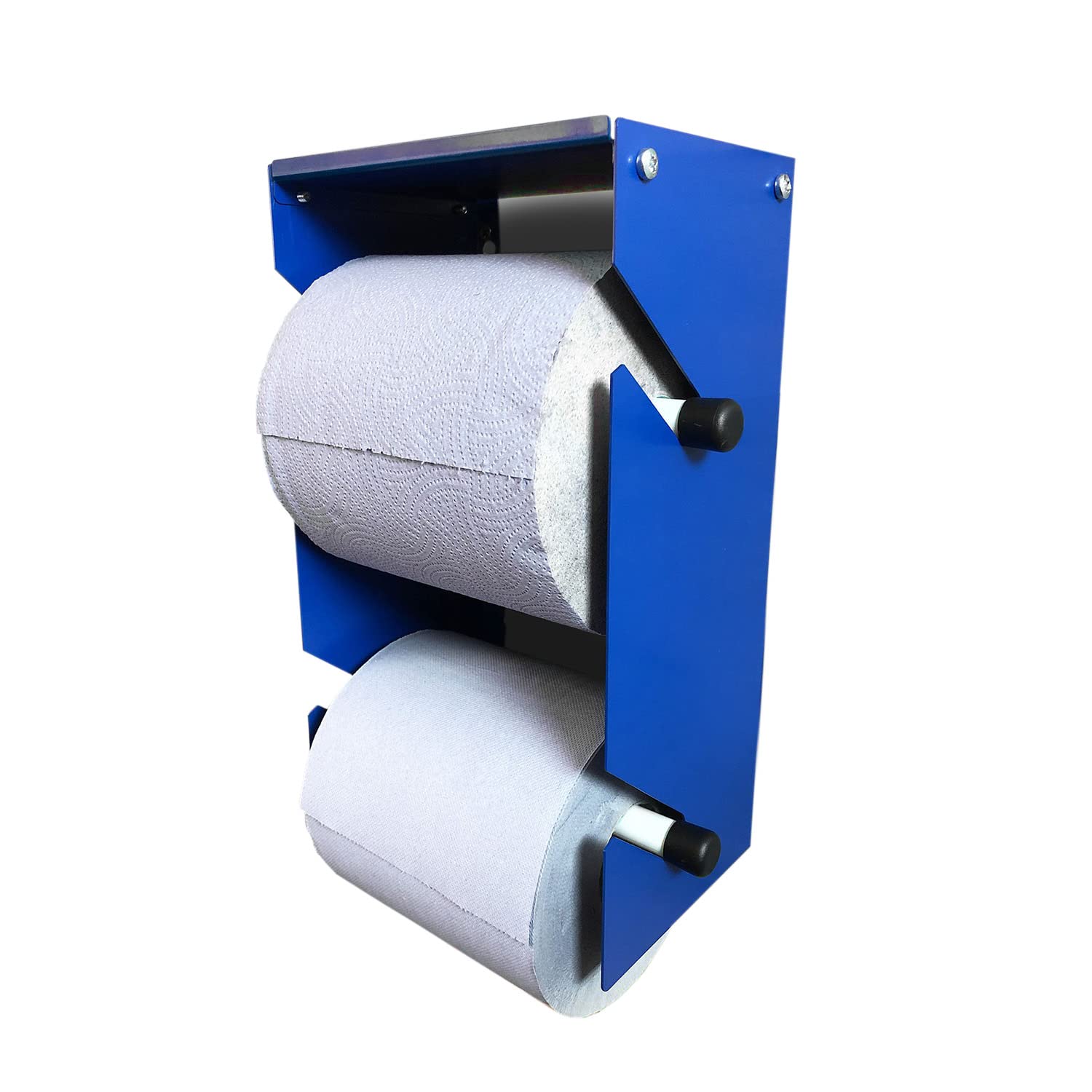 MegaMaxx Vertical Wall Mounted 220 mm Dual Blue Roll, Paper Towel Holder - Dispenser with Roller Head for Restroom, Sanitation, Office, Workshop and Kitchen (225x400x160 mm)