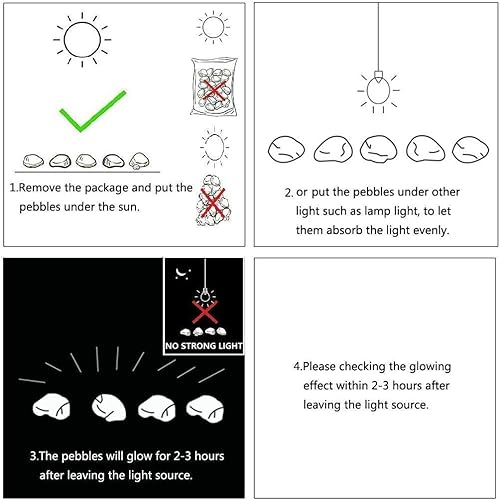 Vista 30 de 150 guijarros de jardín que brillan en la oscuridad para pasarelas y decoración (verde)