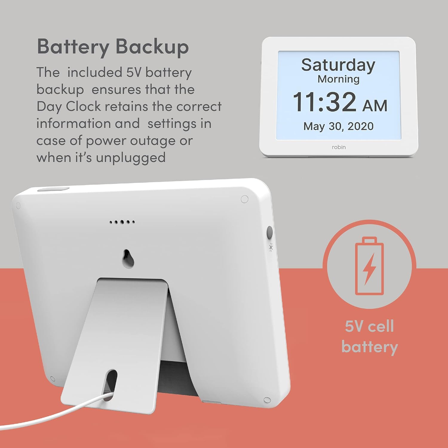 Get Cheap Price Robin, 2022 Version, Digital Day Clock 2.0 with Custom Alarms and Calendar Reminders, Alarm Clock with Extra Large Display Helps with Memory Loss, Alzheimer's and Dementia, White Free Shipping 🛒 Robin, 2022 Version, Digital Day Clock 2.0 with Custom Alarms and Calendar Reminders, Alarm Clock with Extra Large Display Helps with Memory Loss, Alzheimer's and Dementia, White