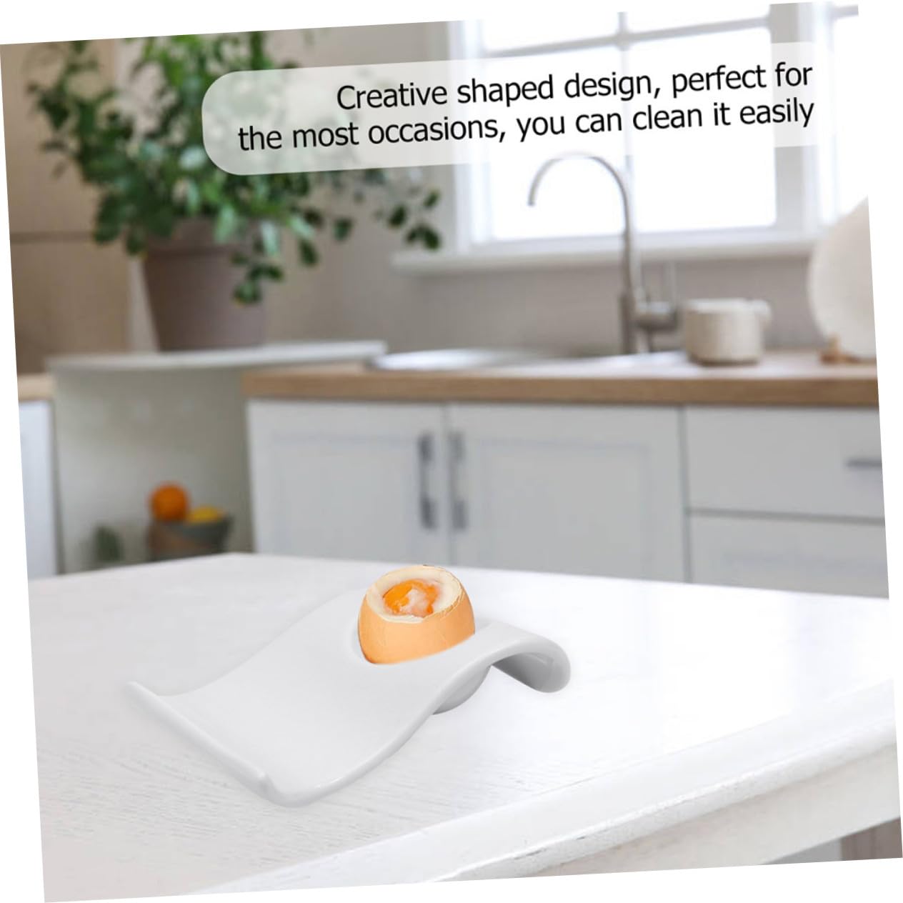 TOYANDONA 6 pièces Porte-œufs Céramique Blanche Forme Ondulée Supports Pratiques pour Œufs Plateau Élégant pour Service et Rangement