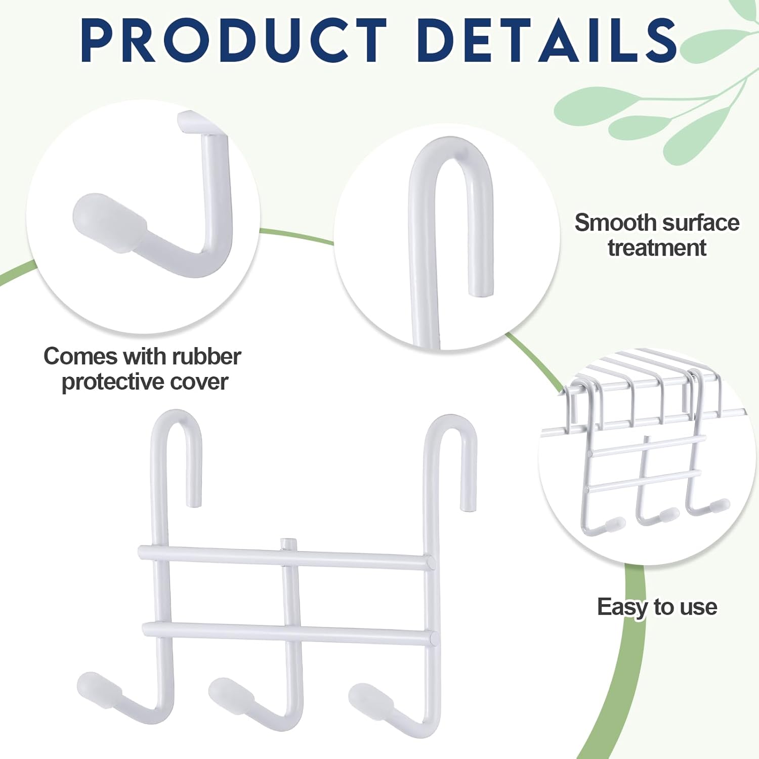 Teenyyou 6 Pack 3 Hook Attachment for Wire Shelving 3.75" l x 1.625" d x 3.25" h Wire Shelving Hooks Accessories Steel Hanging Rack Metal for Storage Organizer(White)