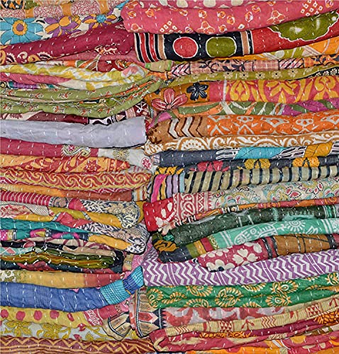 Shubhlaxmifashion 5 Pieces Mix Lot Wholesale Tribal Indian Kantha Quilts Vintage Cotton Bed Cover Throw Old Assorted Patches Made Rally