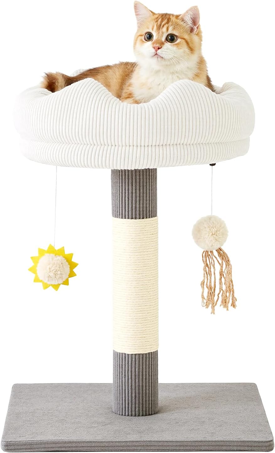 Product image of Gardner Pet 20" Cat Tree, Solid Wood Small Cat Tree, Cat Scratching-Posts & Hanging Toys, Removable Cat Bed, Compact Cat Tower Perch for Kittens(Grey, Circle-Corduroy)
